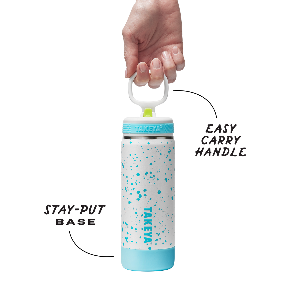 glow-in-the-dark-sport-kids-water-bottle-confetti-with-straw-lid-c6 TKS_SP25_CoreKidsGIDConfetti_StwBtl_CloudGlow_18oz_51368_v3_sRGB-Callout.png